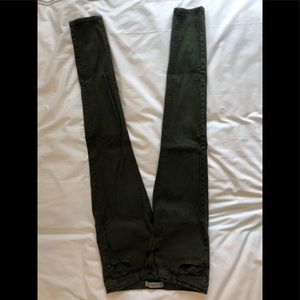 Zara Trafaluc olive green denim jeans